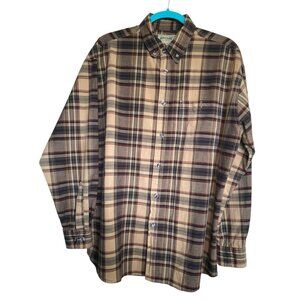 Rustic Ridge Men's Large Multi-Color Browns Plaid Button Down Long Sleeve Shirt